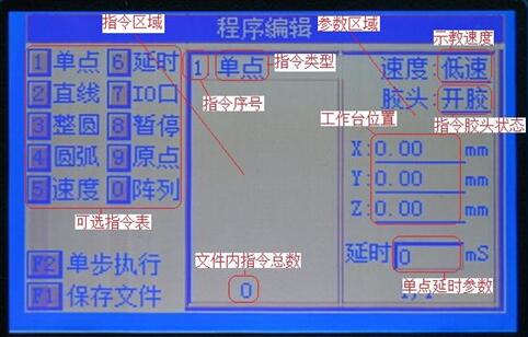 灌膠機(jī)程序編輯界面